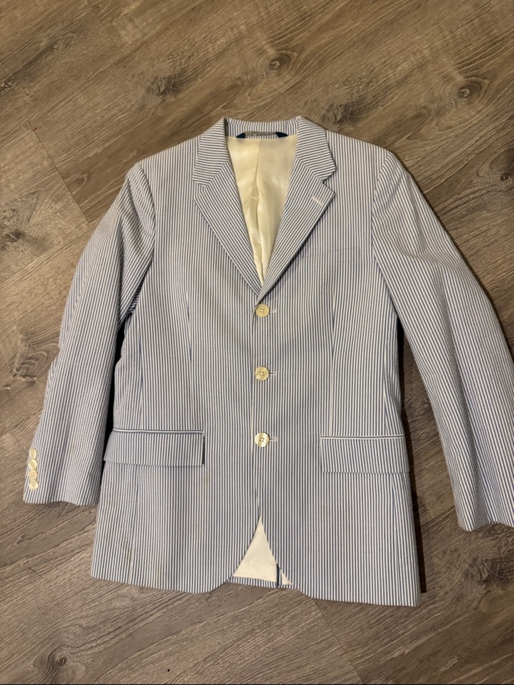 Polo by Ralph Lauren Youth Blue and White Seersucker Blazer